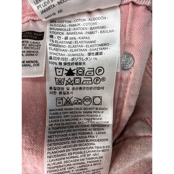 Levis Jeans Mens 33x30 Pink Cream 511 Slim Acid Wash Denim Pants Retro 80s - Picture 11 of 12